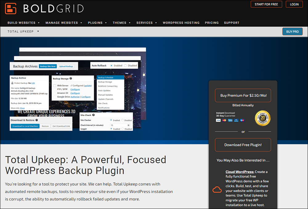 Best WordPress Backup Plugins - Total Upkeep by BoldGrid