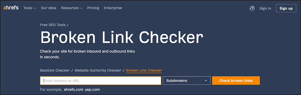 ahrefs Broken Link Checker Tool