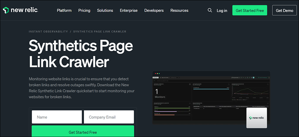 New Relic’s Synthetics Page Link Crawler