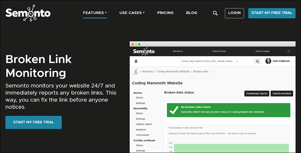 Semonto Broken Link Monitoring Service