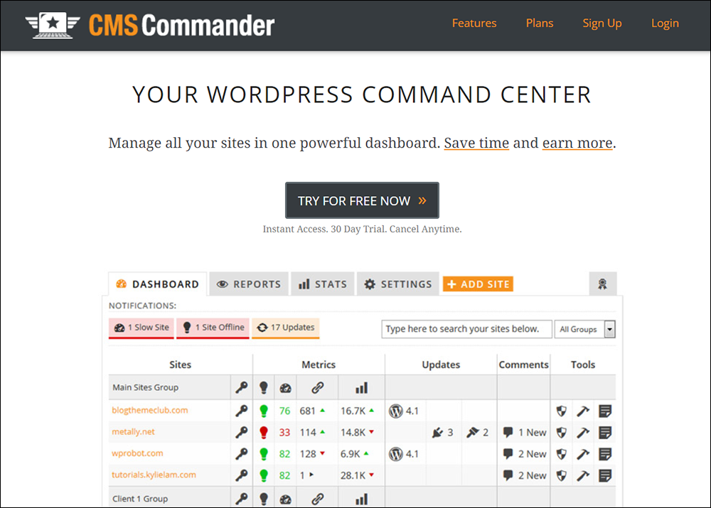 CMS Commander - WordPress Site Management Command Center
