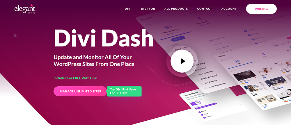 Divi Dash - WordPress Site Management Tool