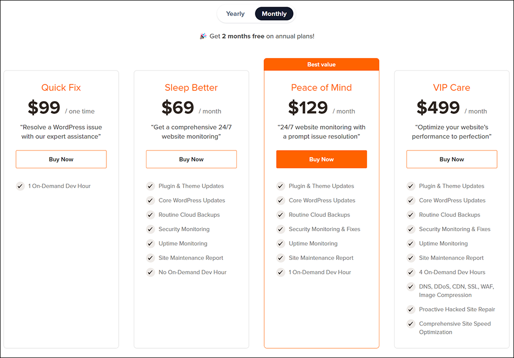 WP Beginner - Maintenance Services Pricing