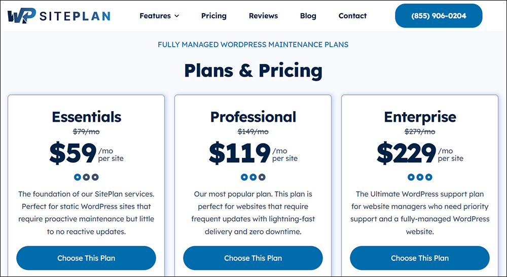 WP SitePlan - Fully managed WordPress maintenance plans.